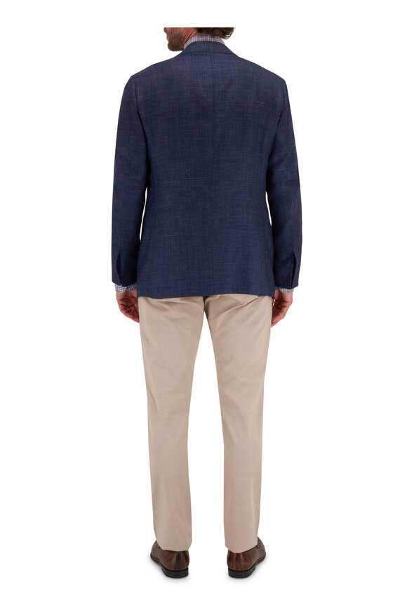 Kiton - Navy Plaid Cashmere, Silk & Linen Sportcoat 