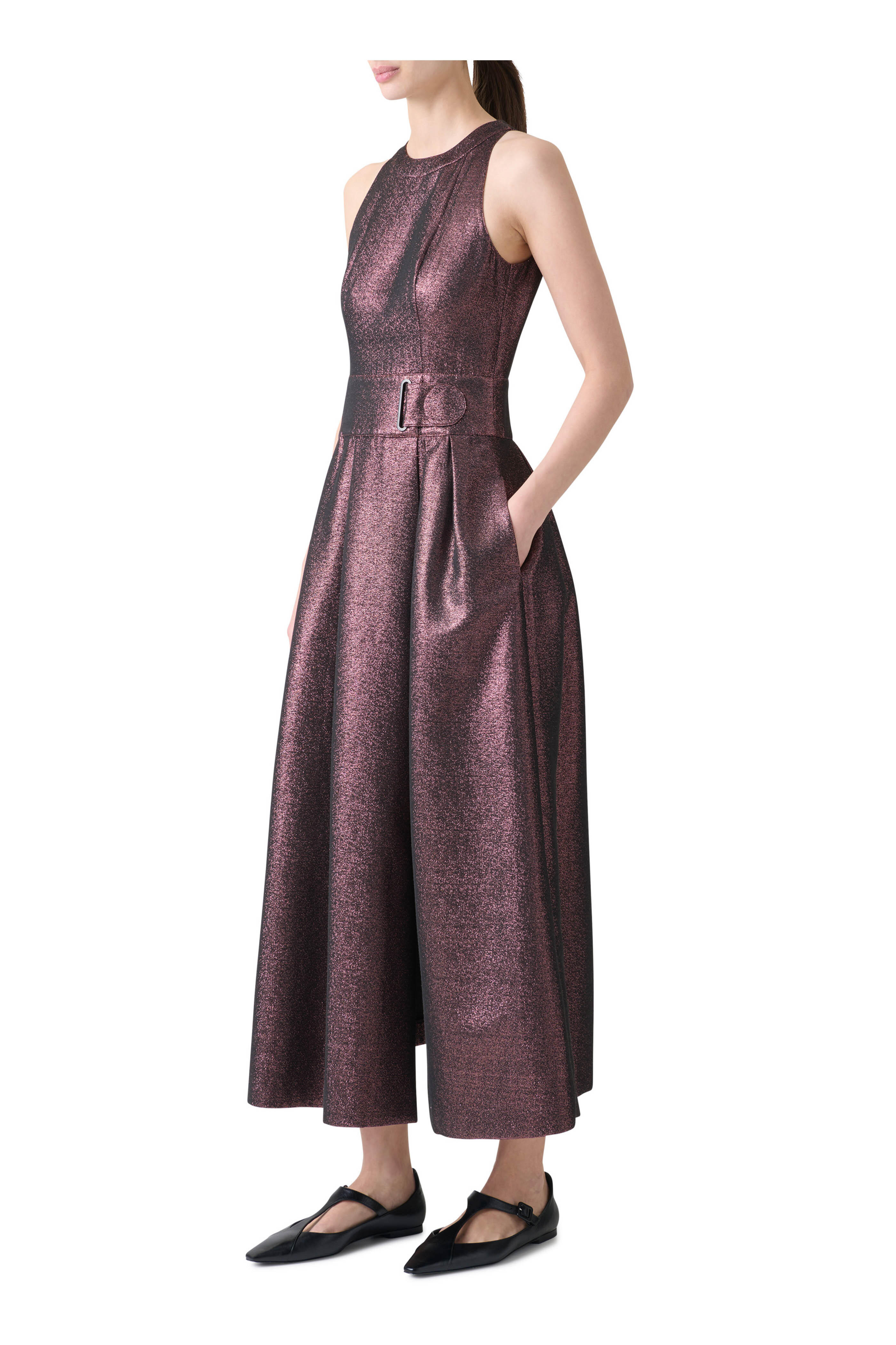 Akris Punto - Blackberry Sleeveless Belted Midi Dress