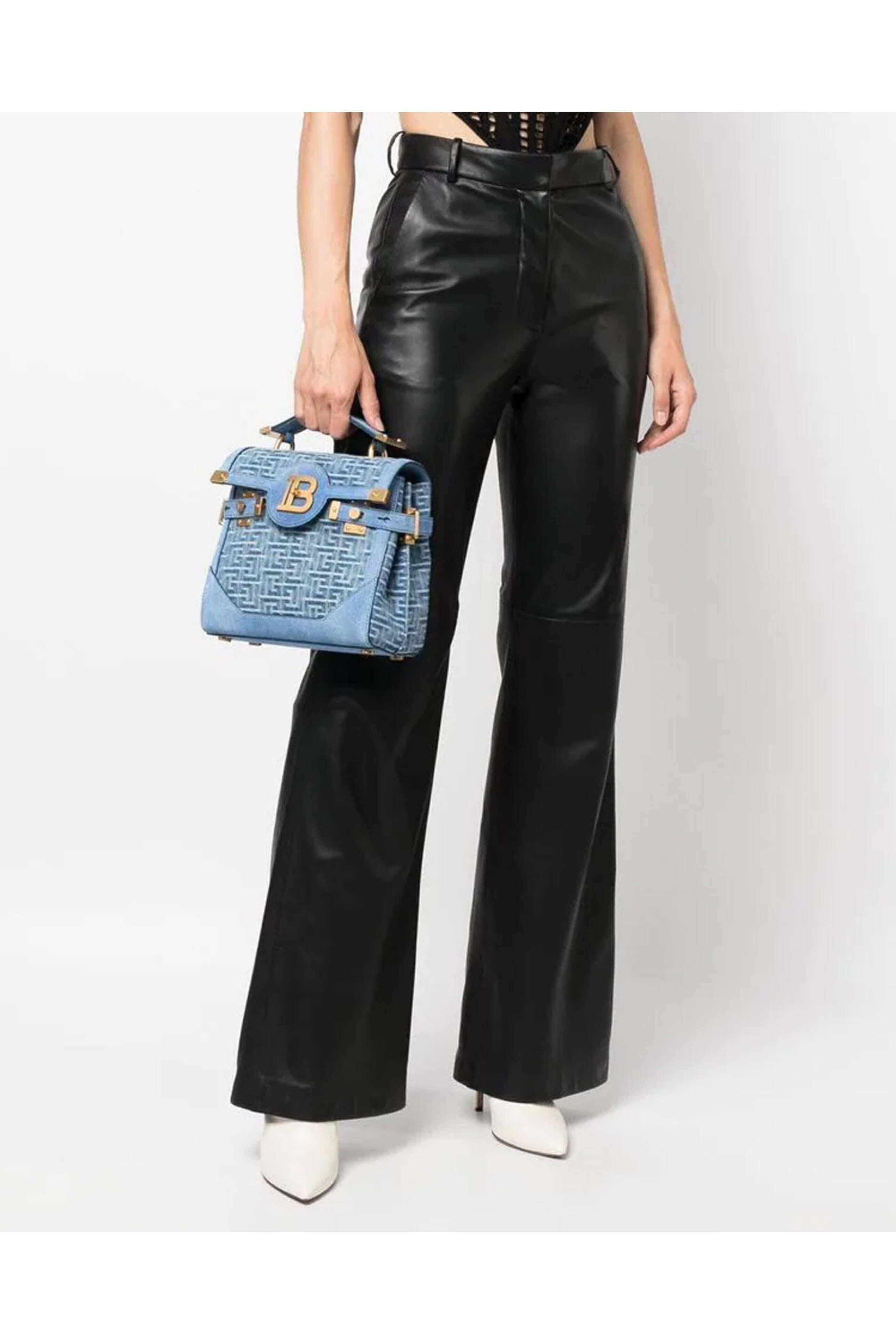 Balmain - BBuzz 23 Monogram Shoulder Bag in Denim