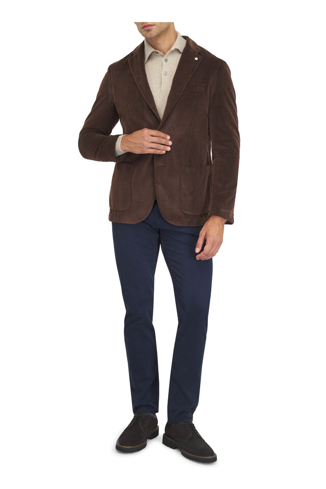 Designer outfit featuring Sand Long Sleeve Cashmere Polo, Garrison Dark Brown Suede Dress Shoe and 1 other piece