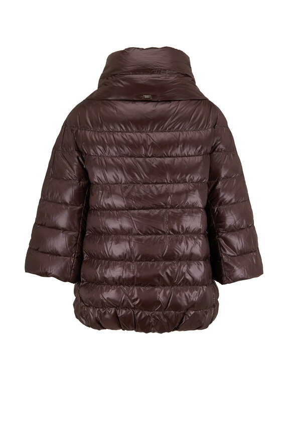 Herno - Classic Brown Three-Quarter Sleeve Puffer Jacket