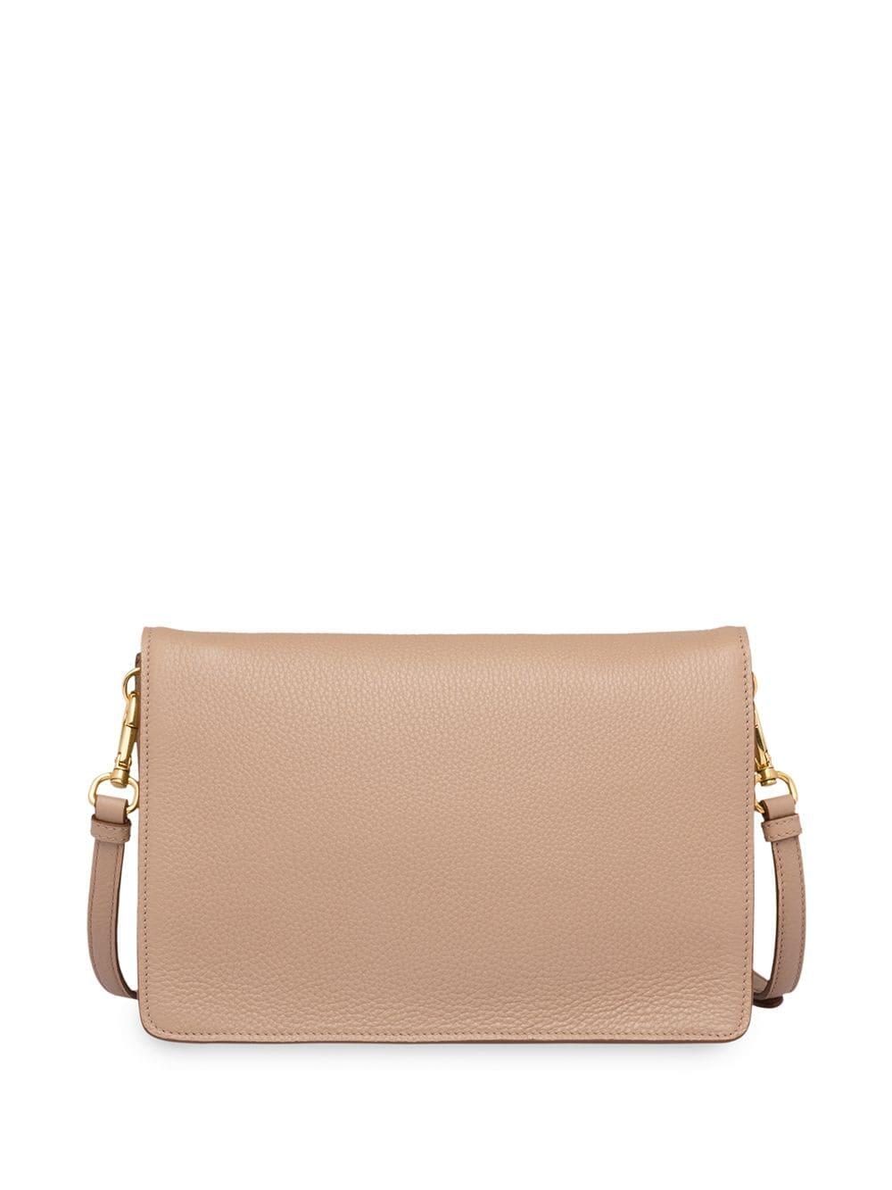 Prada Taupe Saffiano Crossbody Flap Bag