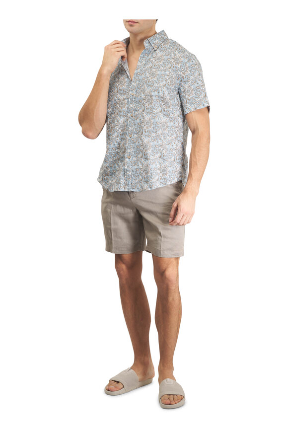 Faherty Brand Breeze Teal Island Floral Short Sleeve Sport Shirt - view 2