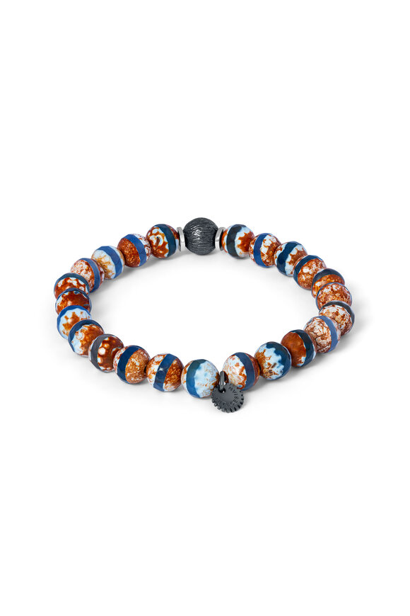 Tateossian - Blue Ruthenium Silver Lhasa Graffiato Bracelet 