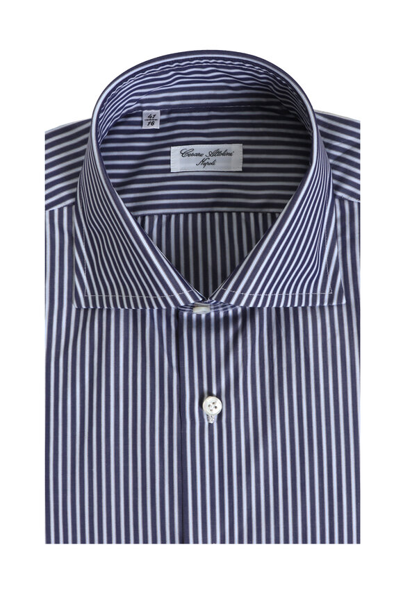 Cesare Attolini - Blue and White Stripe Dress Shirt