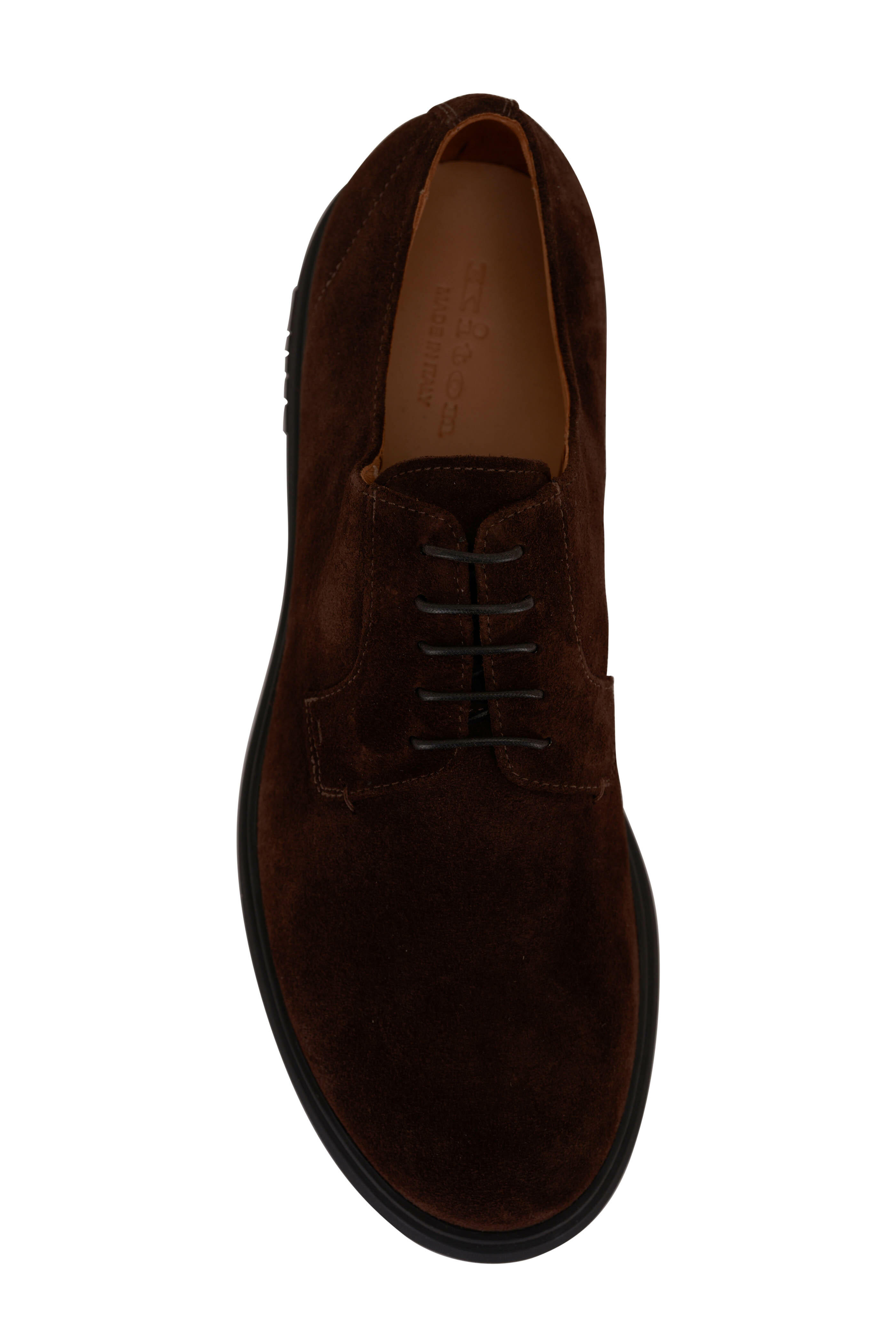 Kiton Dark Brown Suede Derby Shoe Mitchell Stores