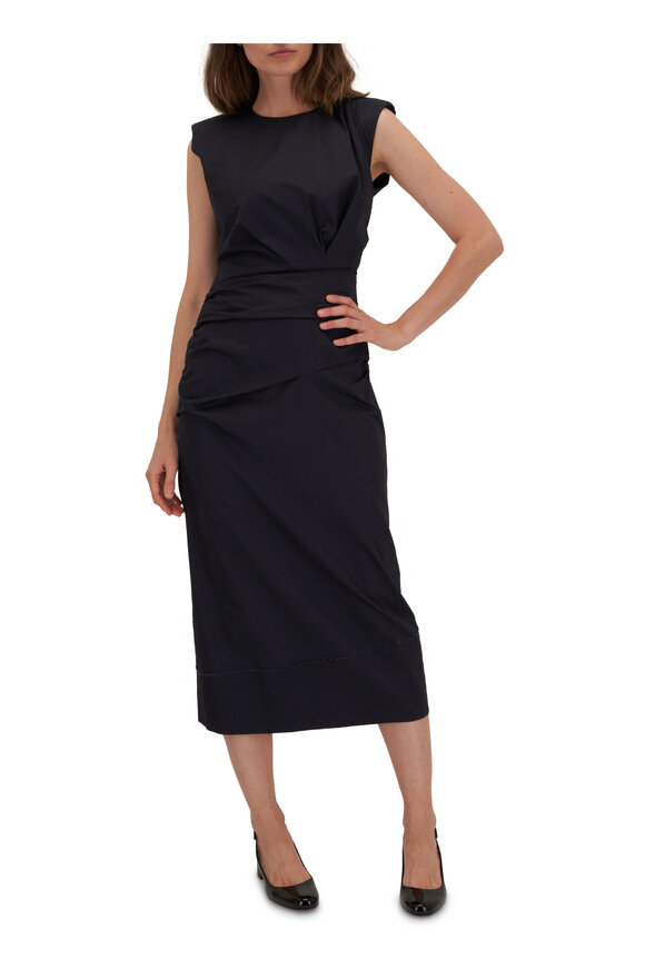 Dorothee Schumacher - Draped Sophistication Dark Navy Midi Dress