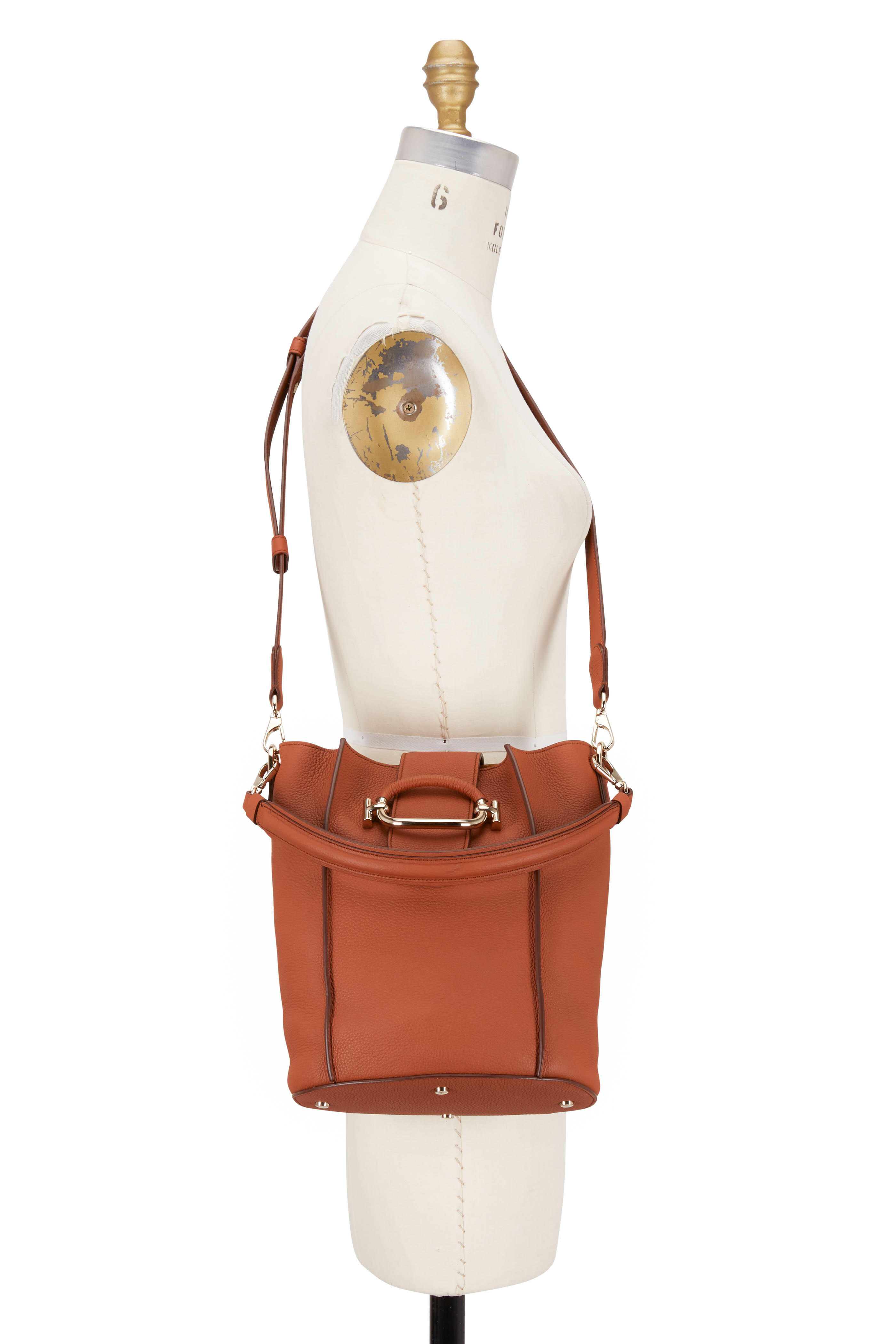 ショルダーバッグ・ポシェット JILLSTUART Rosella Chilling Brown Leather Combi Bucket Bag JILLSTUART] Rosella Chilling Brown V Bucket Bag L
