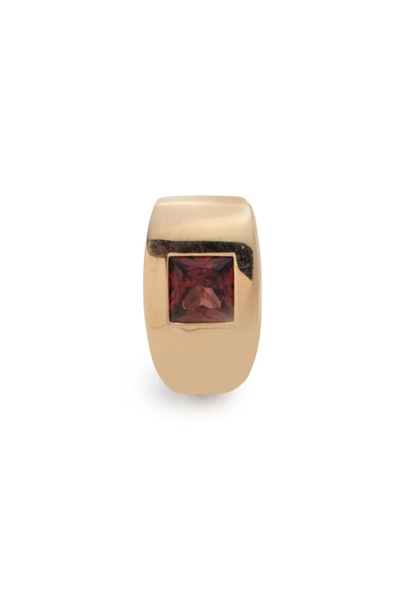 Foundrae 18k Yellow Gold Garnet Huggie - view 1