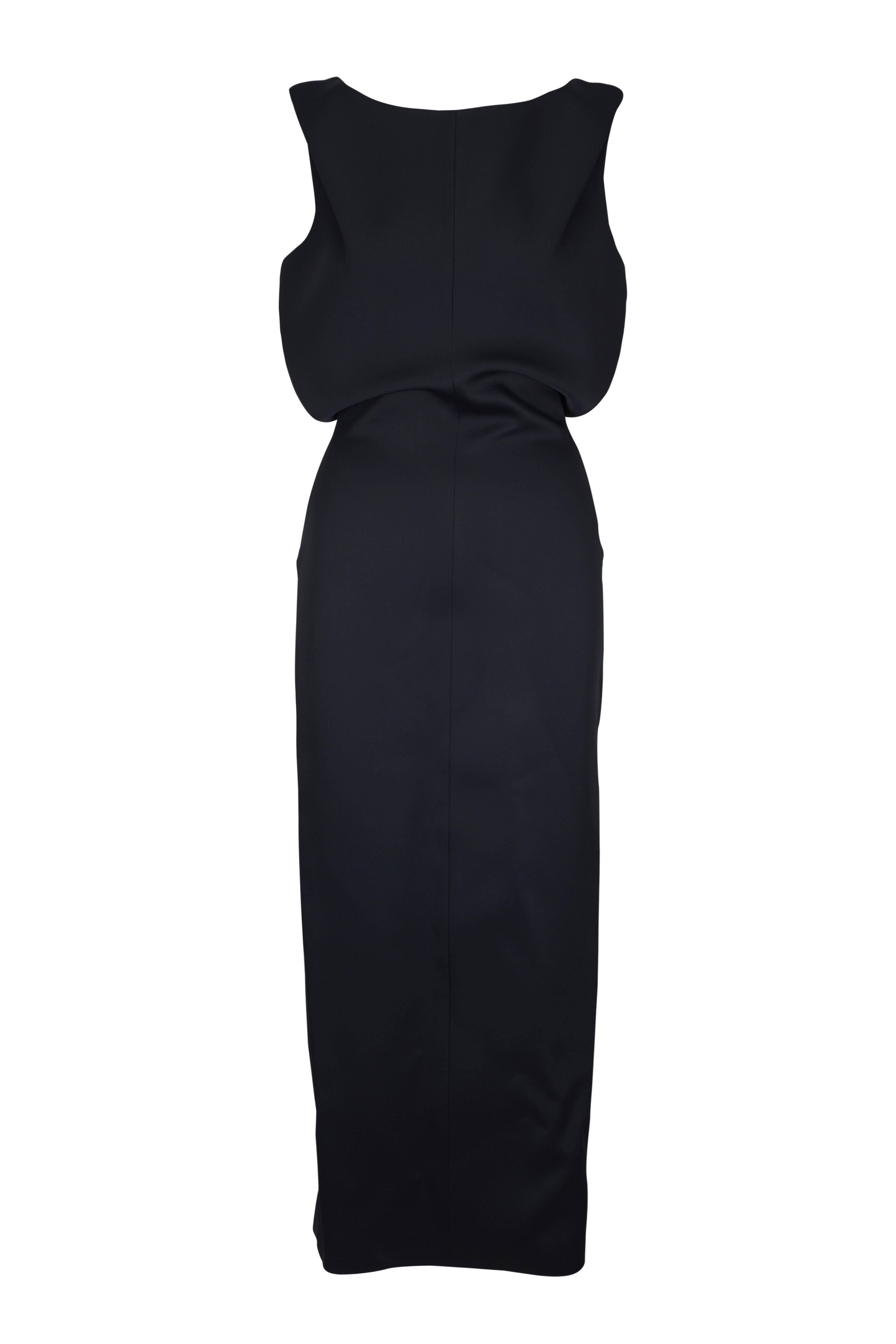 Khaite - Terran Black Bonded Crepe Satin Maxi Dress