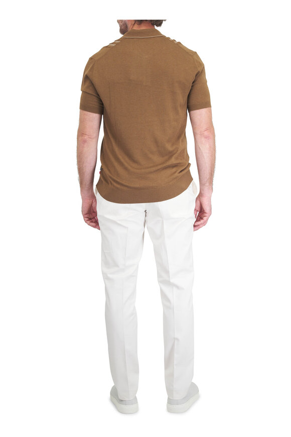 Orlebar Brown Horton Chestnut & Chai Silk-Cotton Knit Polo - view 3