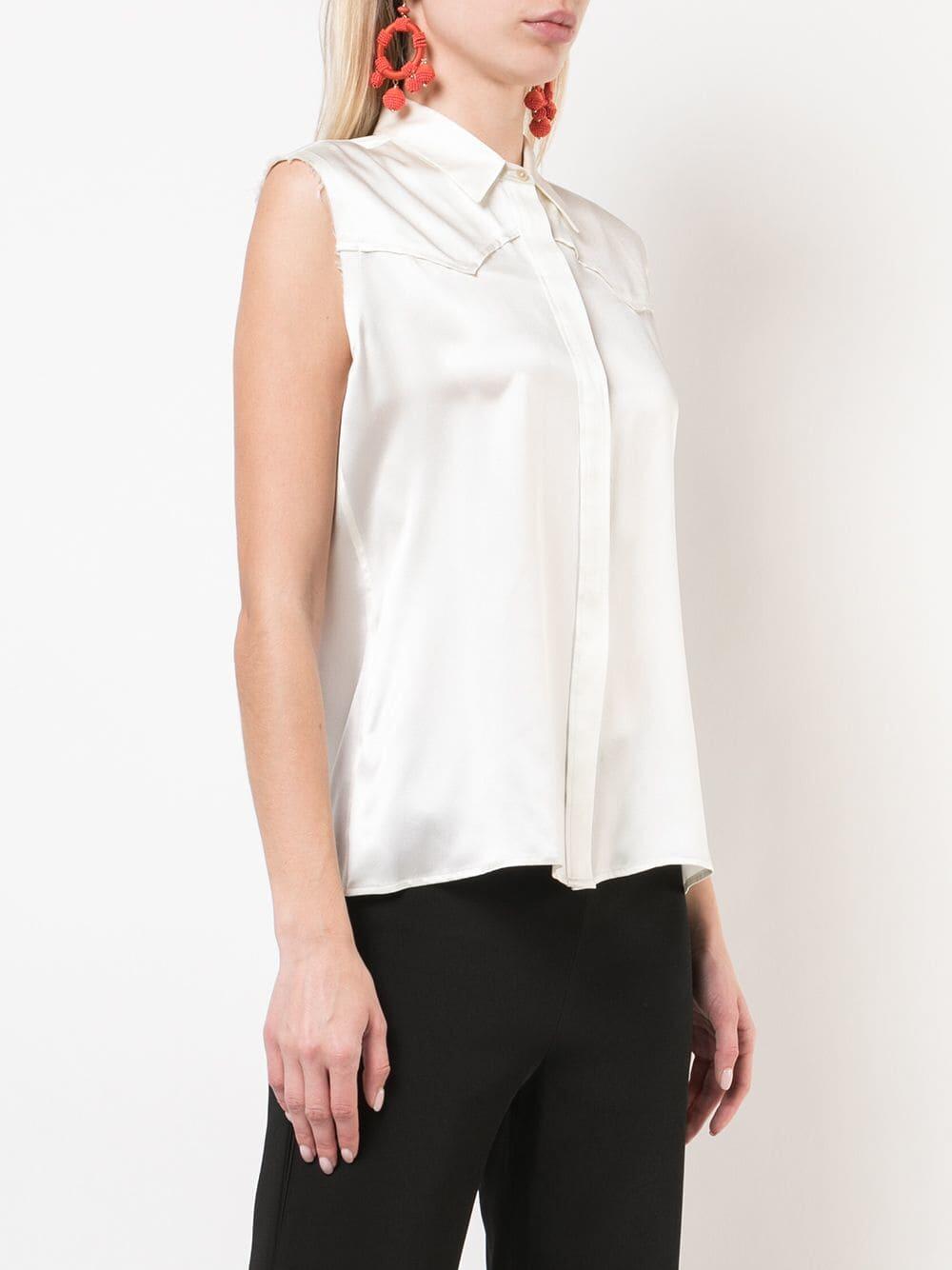 Nili Lotan - Brayden Ivory Silk Button Down Blouse - view 5