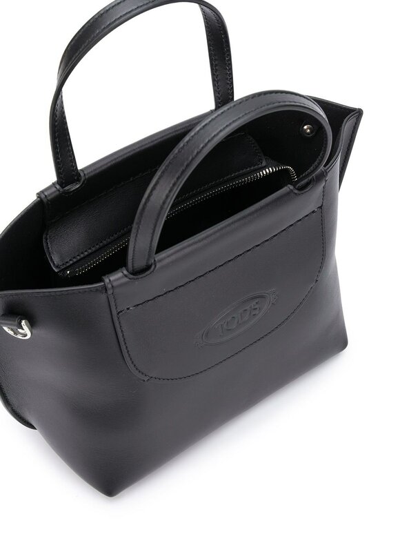 Tod's - AOL Black Leather Mini Shopping Tote