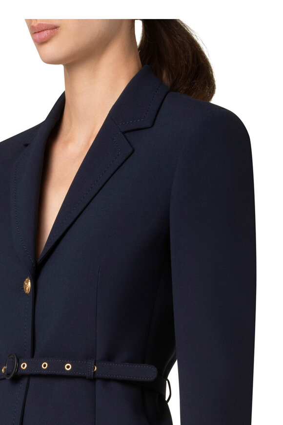 Akris Punto - Navy Blue Pebble Crepe Jacket