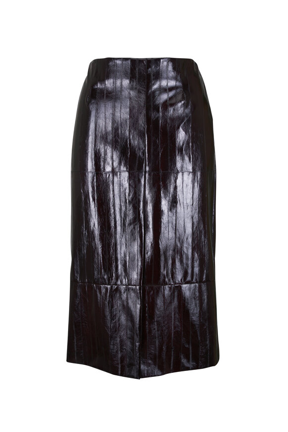 Akris Coffee Leather Pencil Skirt - view 1