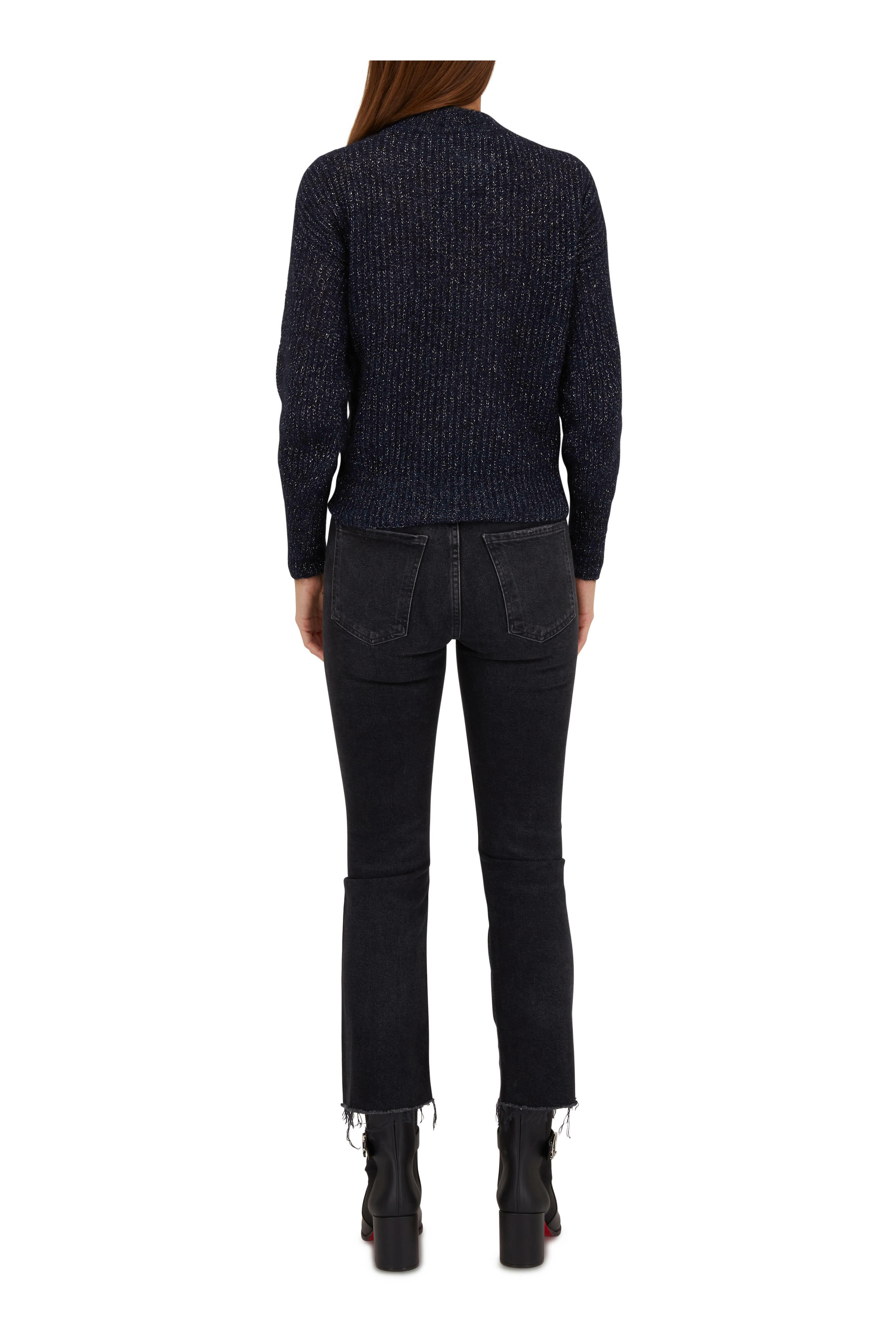 D.Exterior - Navy Lurex Crewneck Sweater