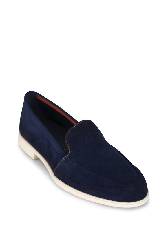 Santoni Malibu Navy Suede Loafer - view 1