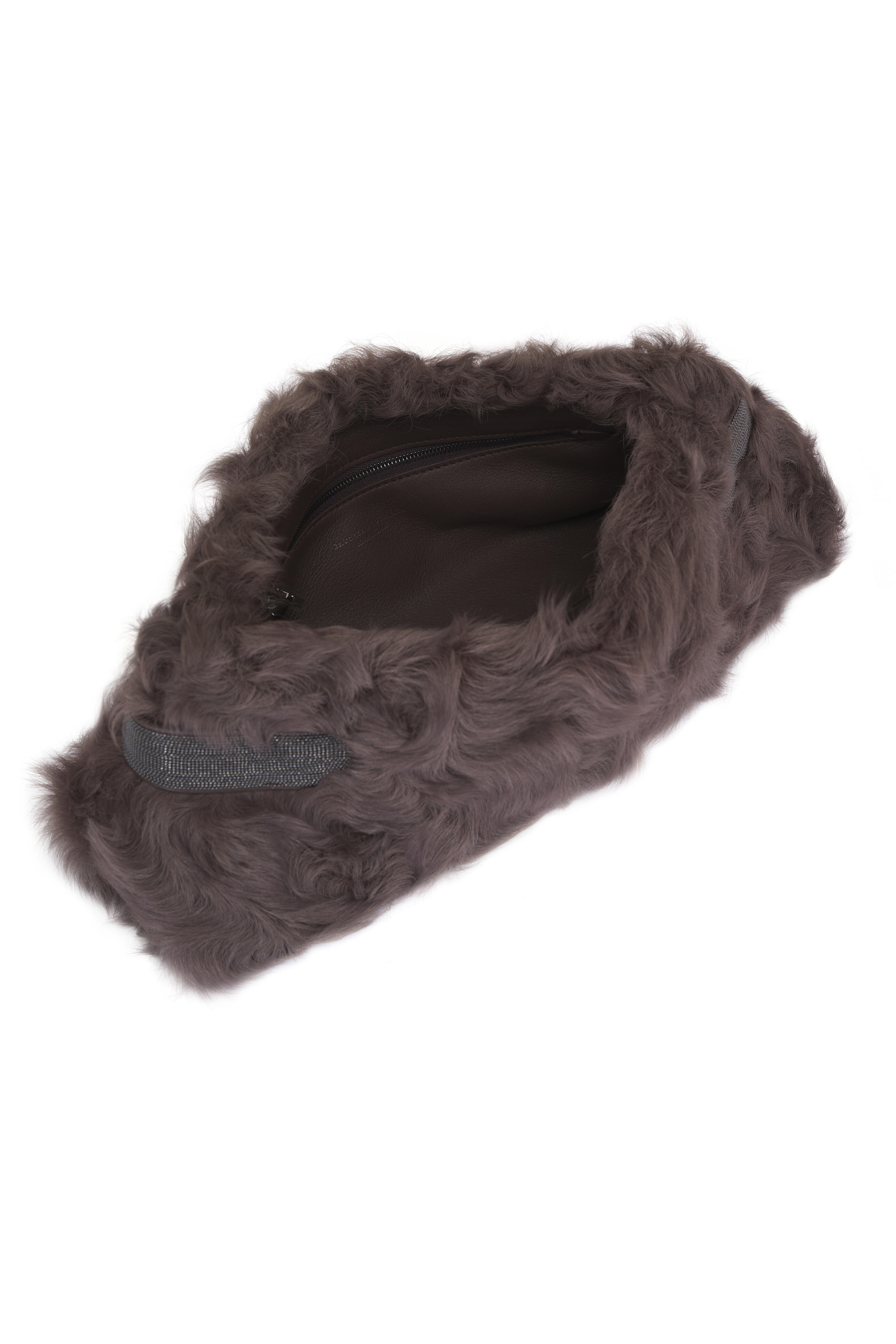 Brunello Cucinelli - Medium Essence Rust Brown Wavy Shearling Clutch