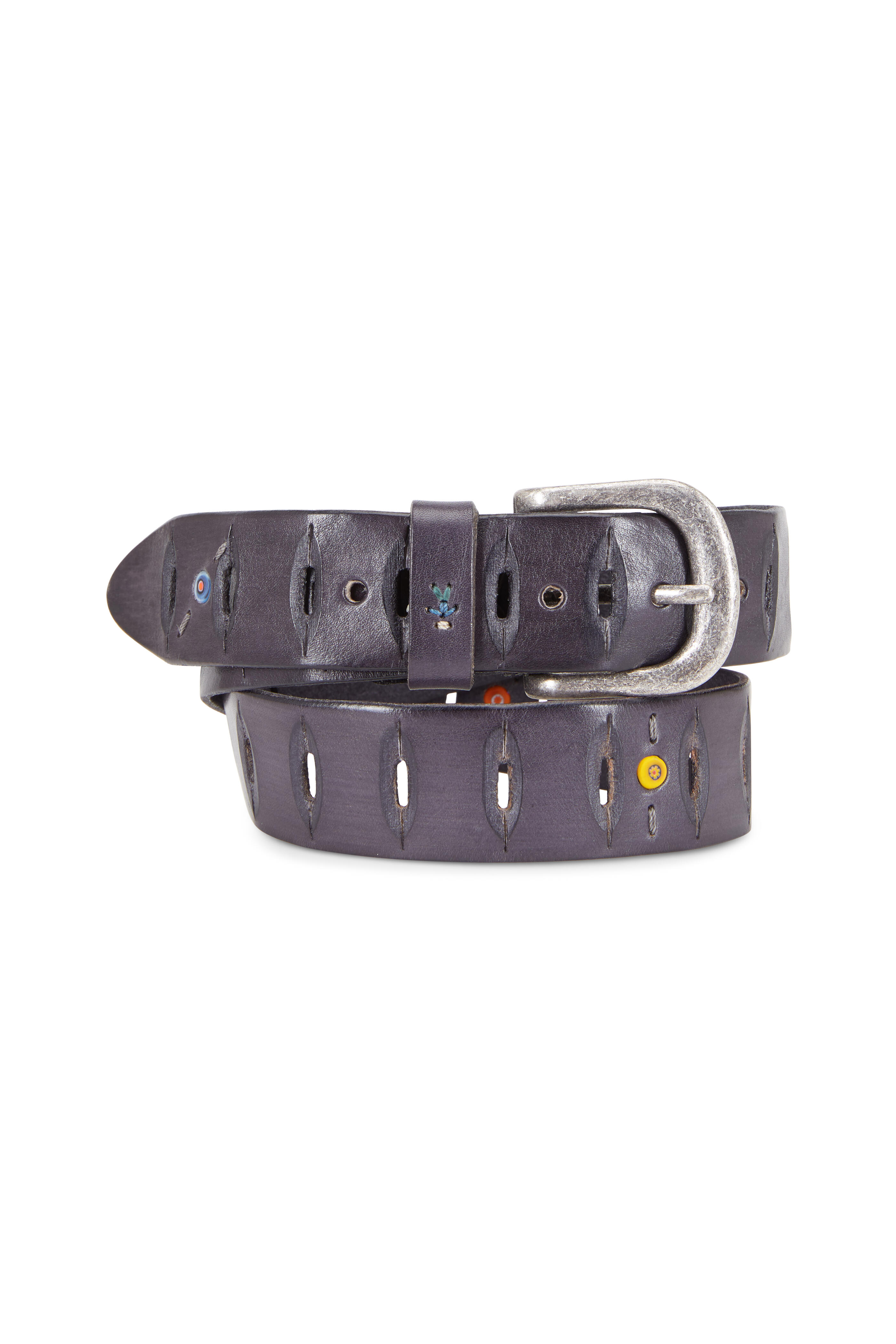 Henry Beguelin - Black Leather Spicchi Cut-Out Belt