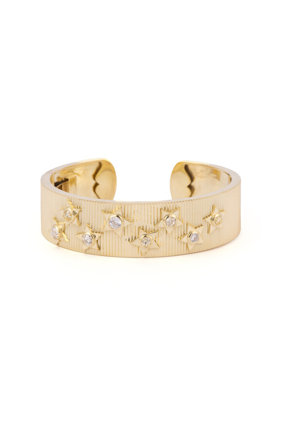 Sylva & Cie Engraved Diamond Star Cuff Bracelet - view 2