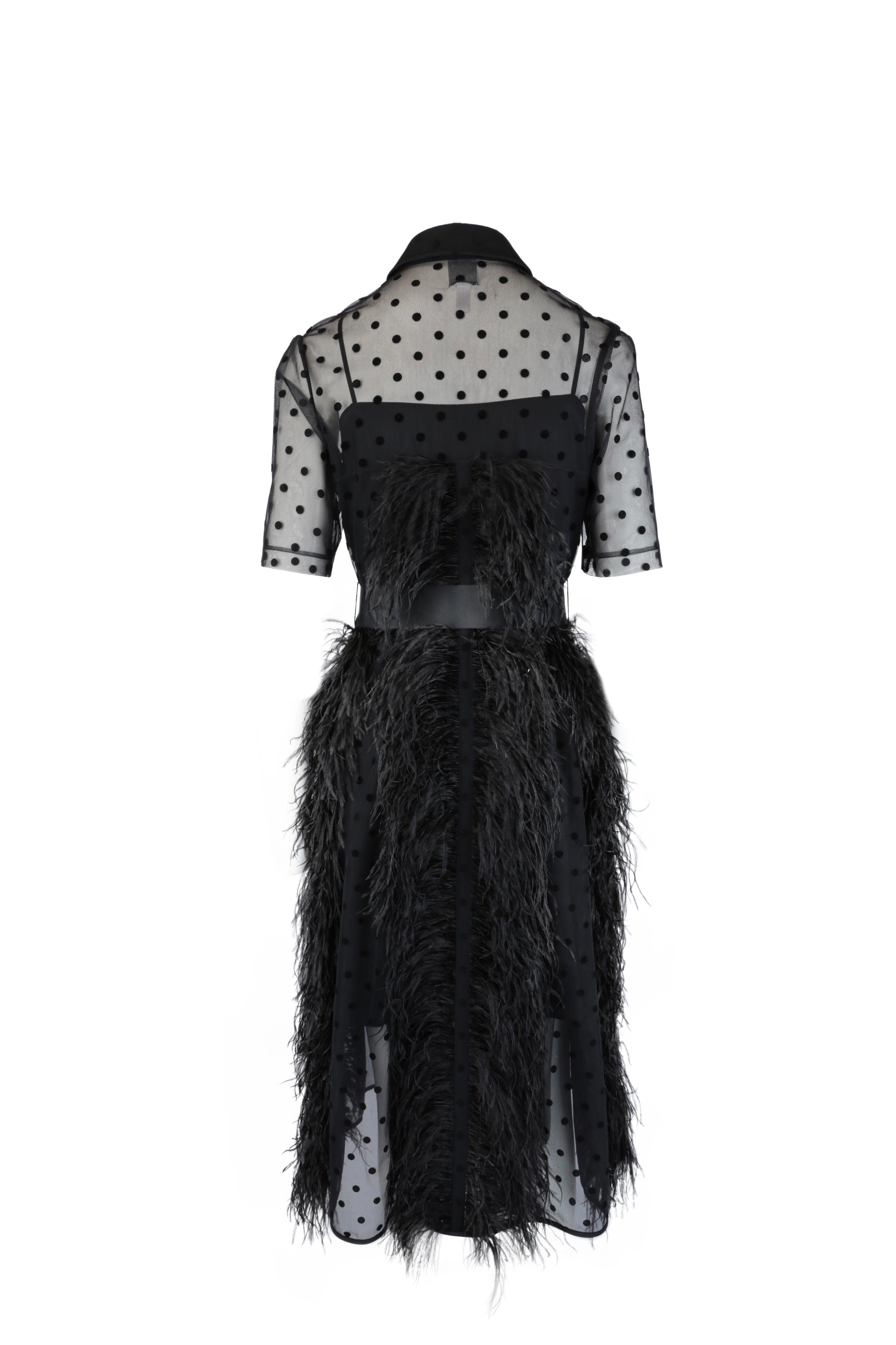 Huishan Zhang - Jasmine Black Dot & Feather Dress