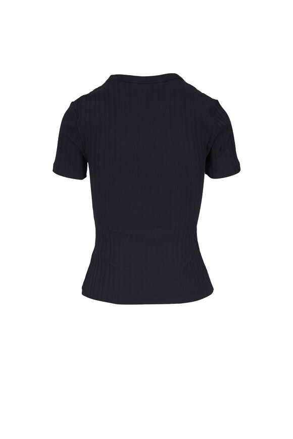 Veronica Beard - Draya Black Rhinestone Shoulder Button T-Shirt