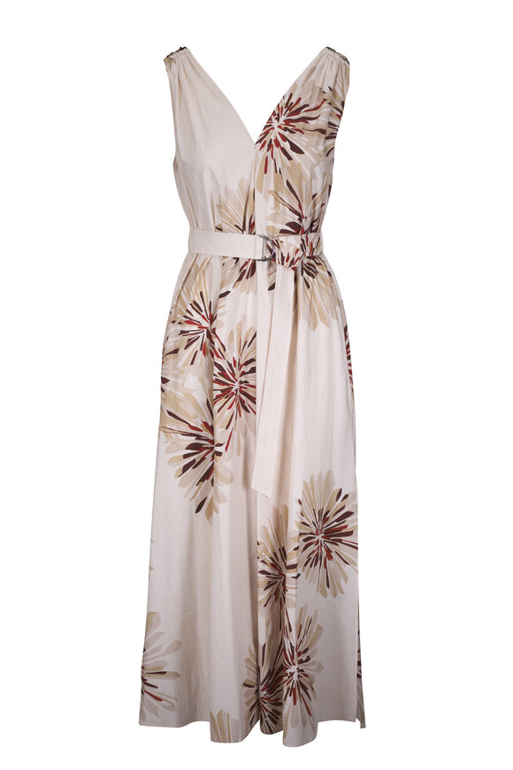 Brunello Cucinelli Dhalia Abstract Poplin Print Dress