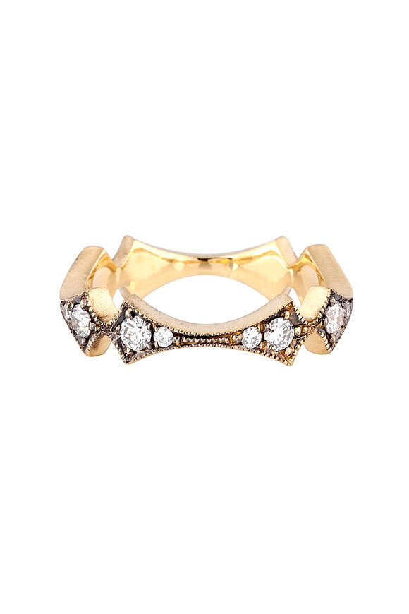 Sylva & Cie - 18K Yellow Gold Diamond Kite Stackable Band