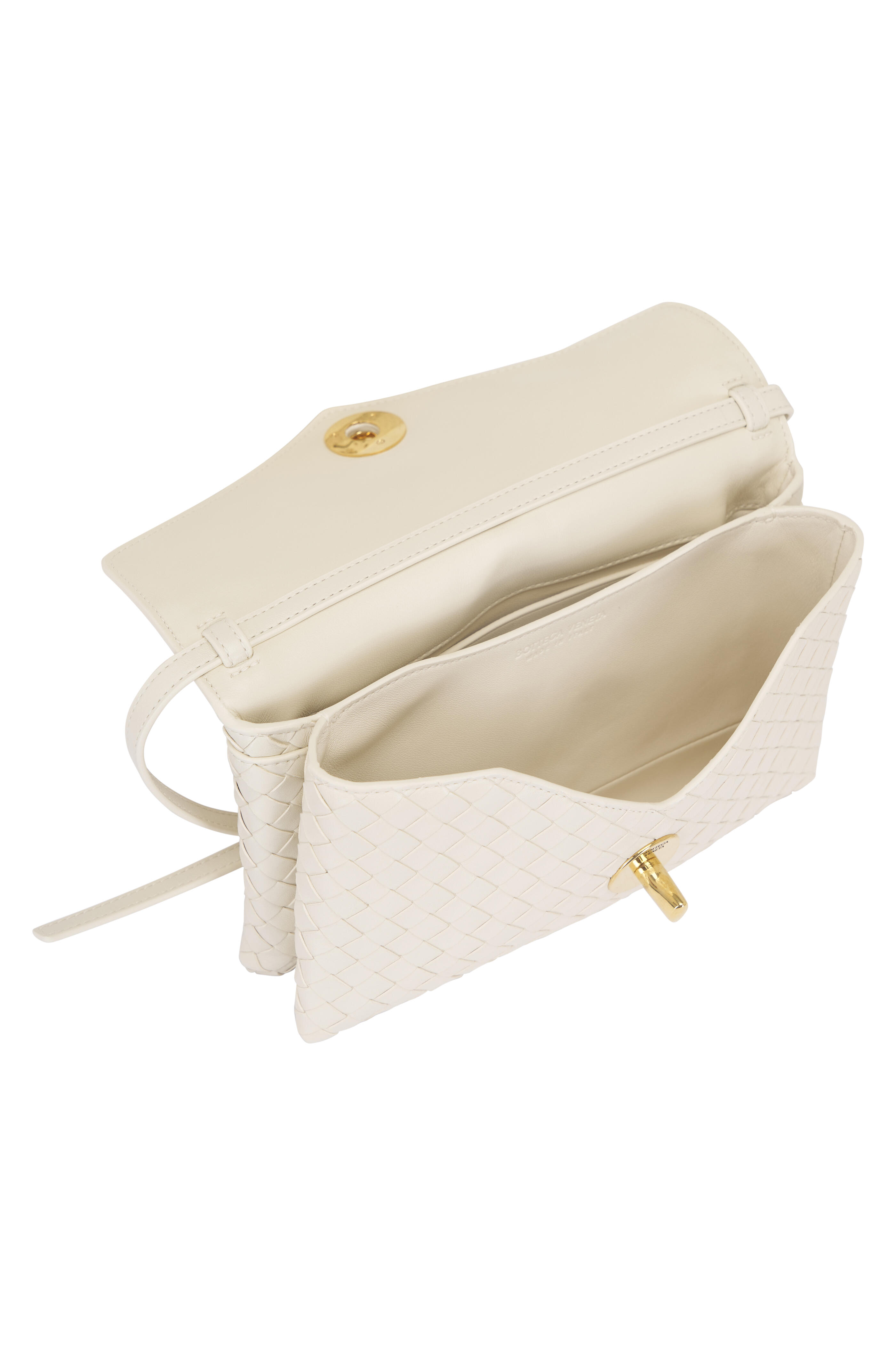 トートバッグ BOTTEGA VENETA Ivory Leather Knot Lock Handbag Bottega Veneta Padded Lock Tote Bag | italist