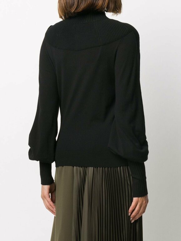 Chloé - Black Wool Button-Neck Sweater 