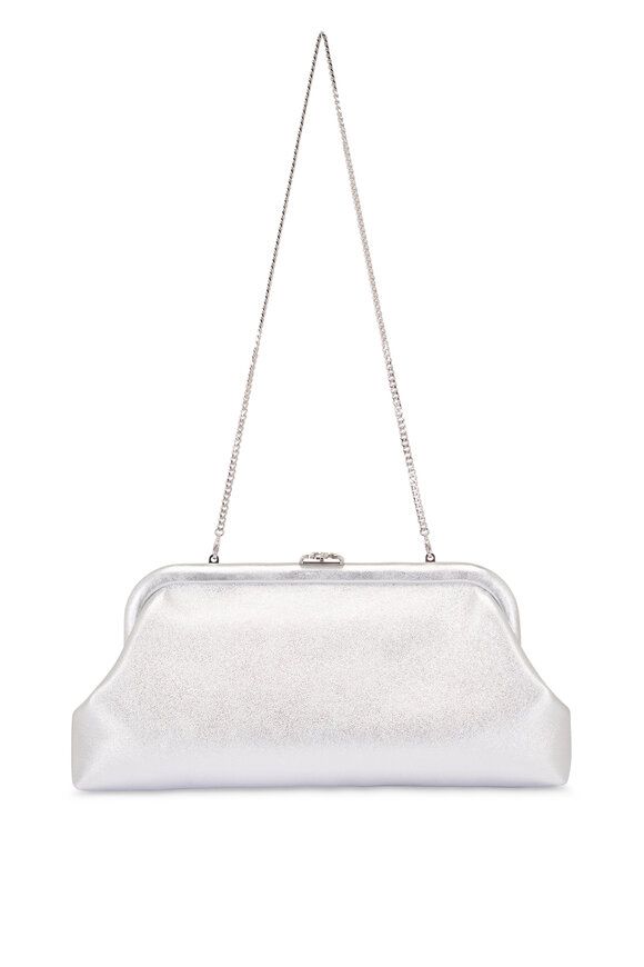 Jimmy Choo Skylar Silver Metallic Leather Chain Clutch - view 3
