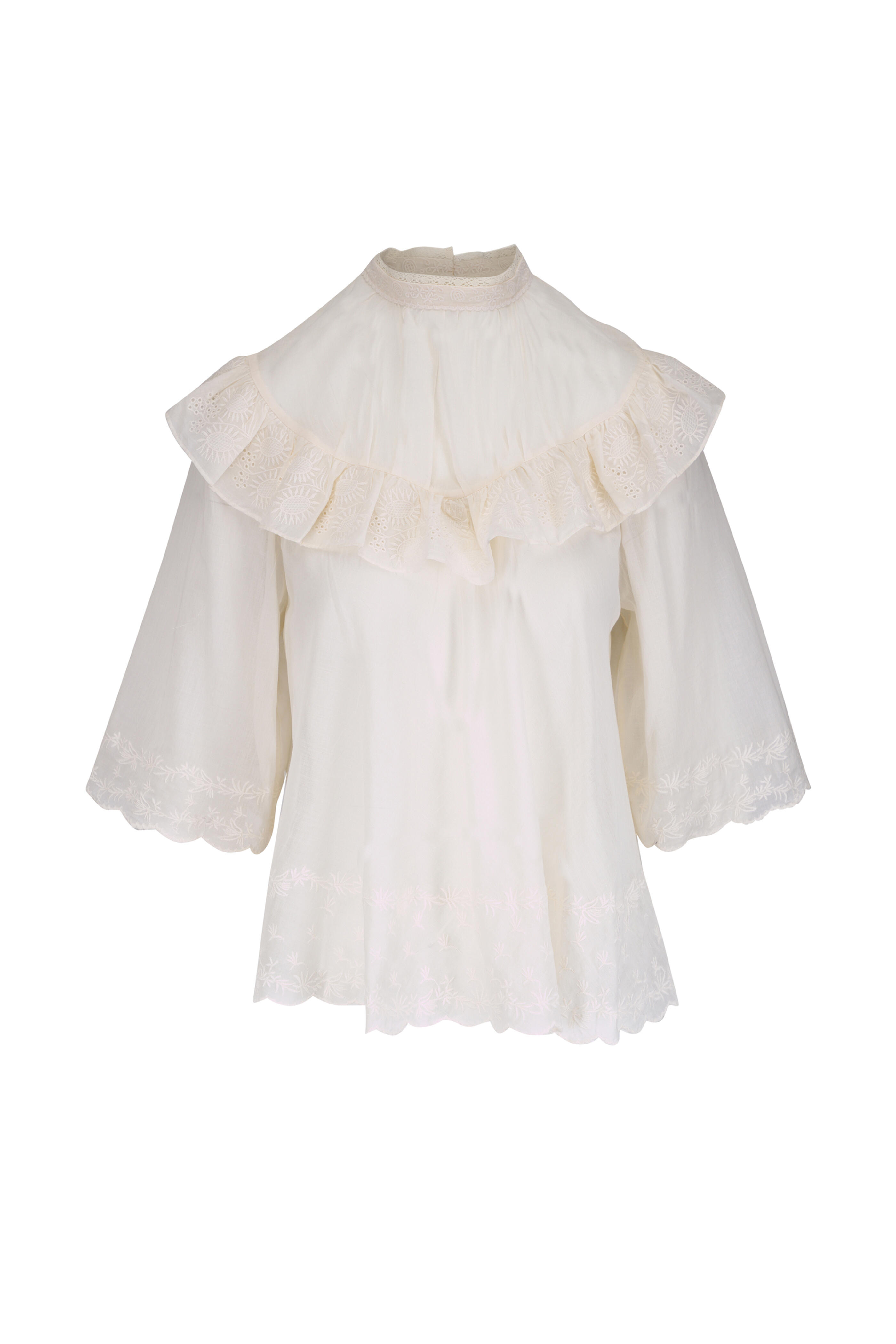 Nili Lotan - Alain Ivory Embroidered Blouse