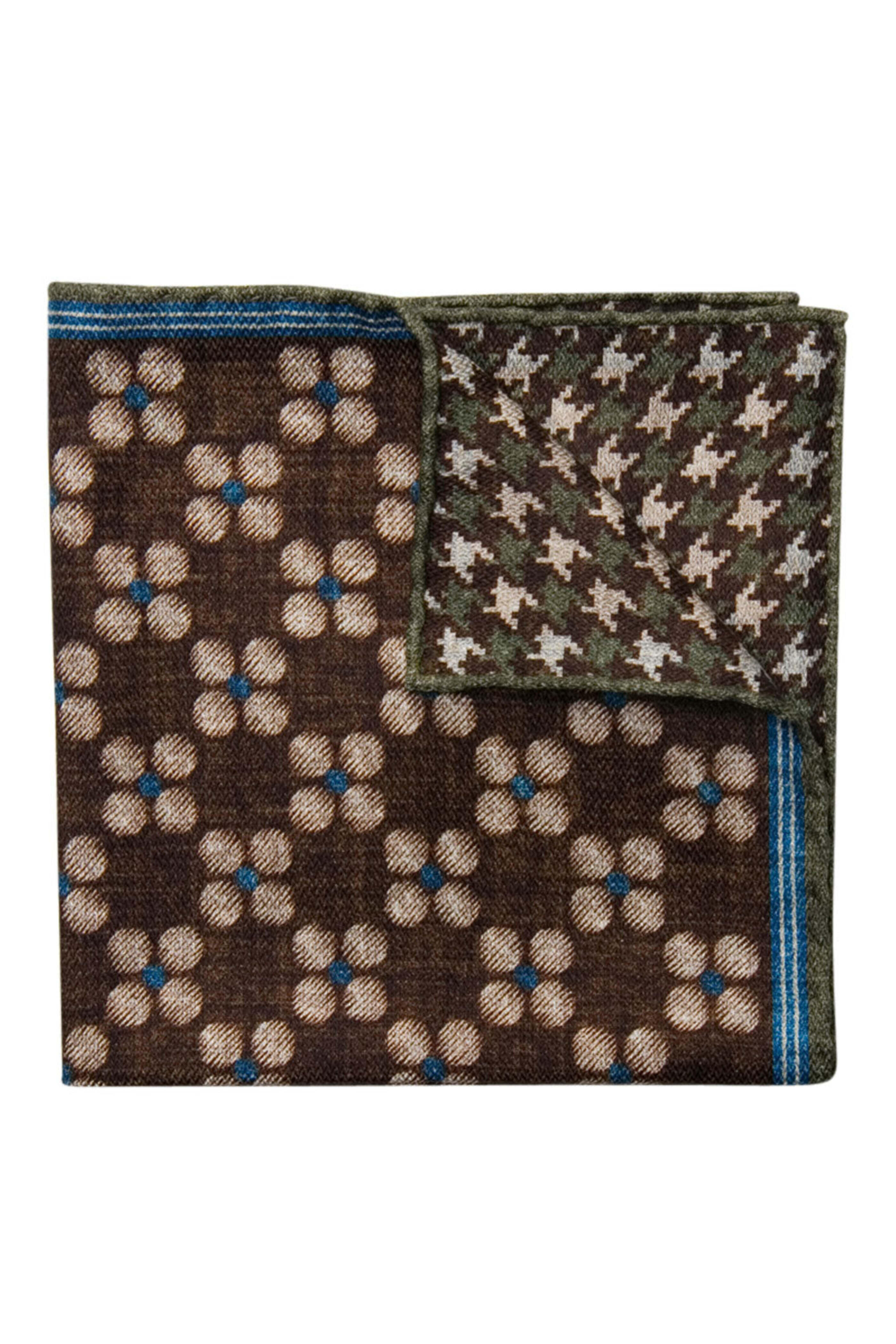Edward Armah - Brown and Blue Floral Dotted Pocket Square