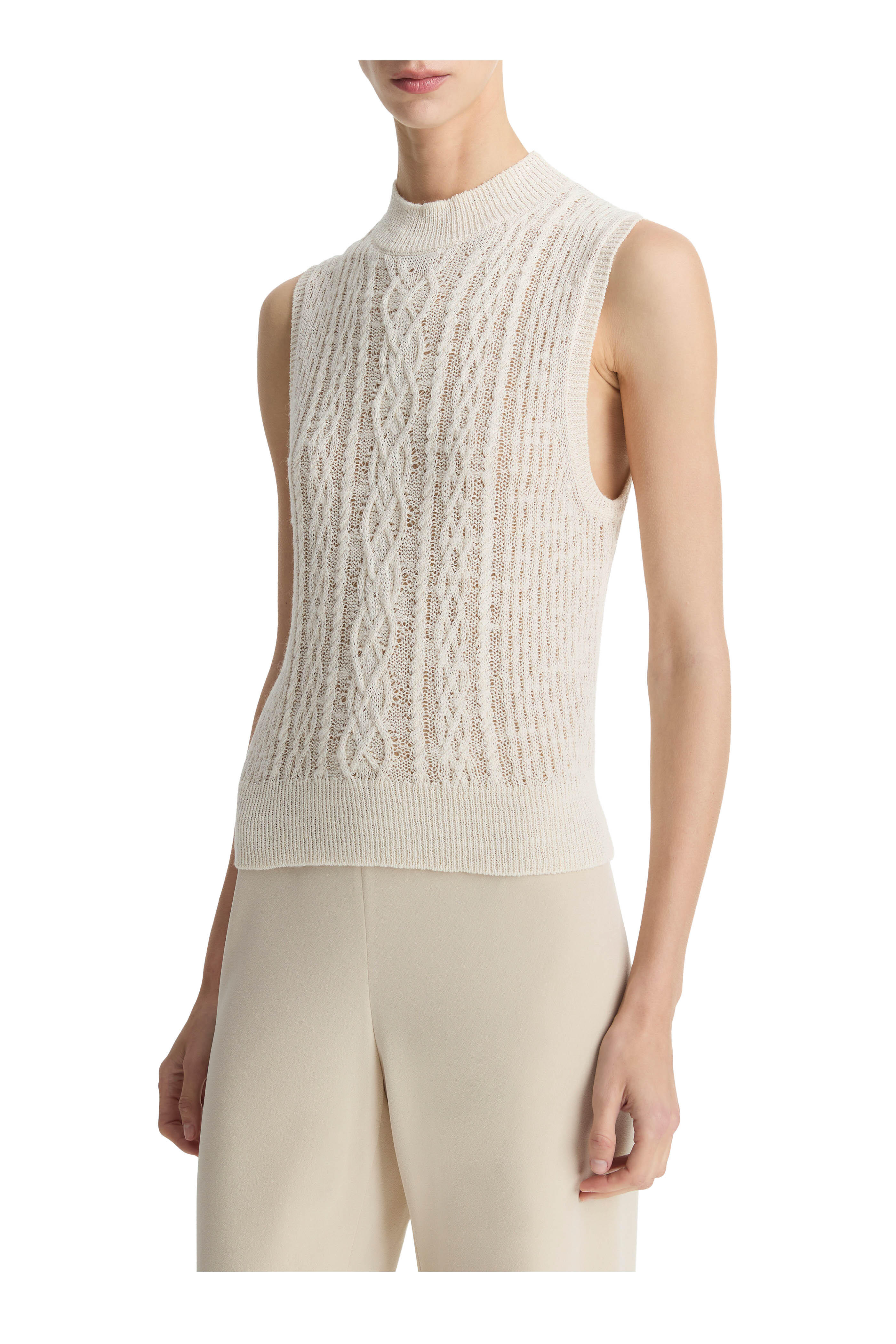 Vince - Off White & Gold Cliff Cable Double-Layer Shell