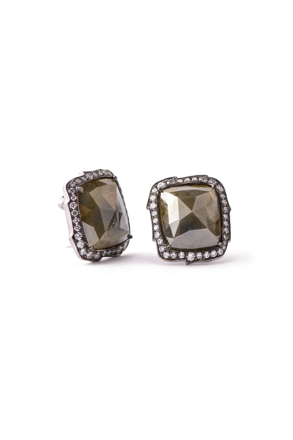 Sylva & Cie Rough Cut Diamond Earrings - view 1