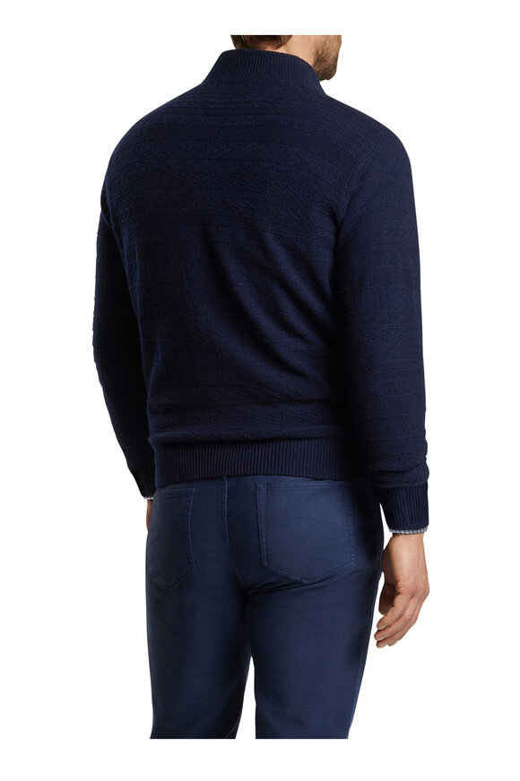 Peter Millar - Crescent Navy Blue Textured Quarter Zip Pullover