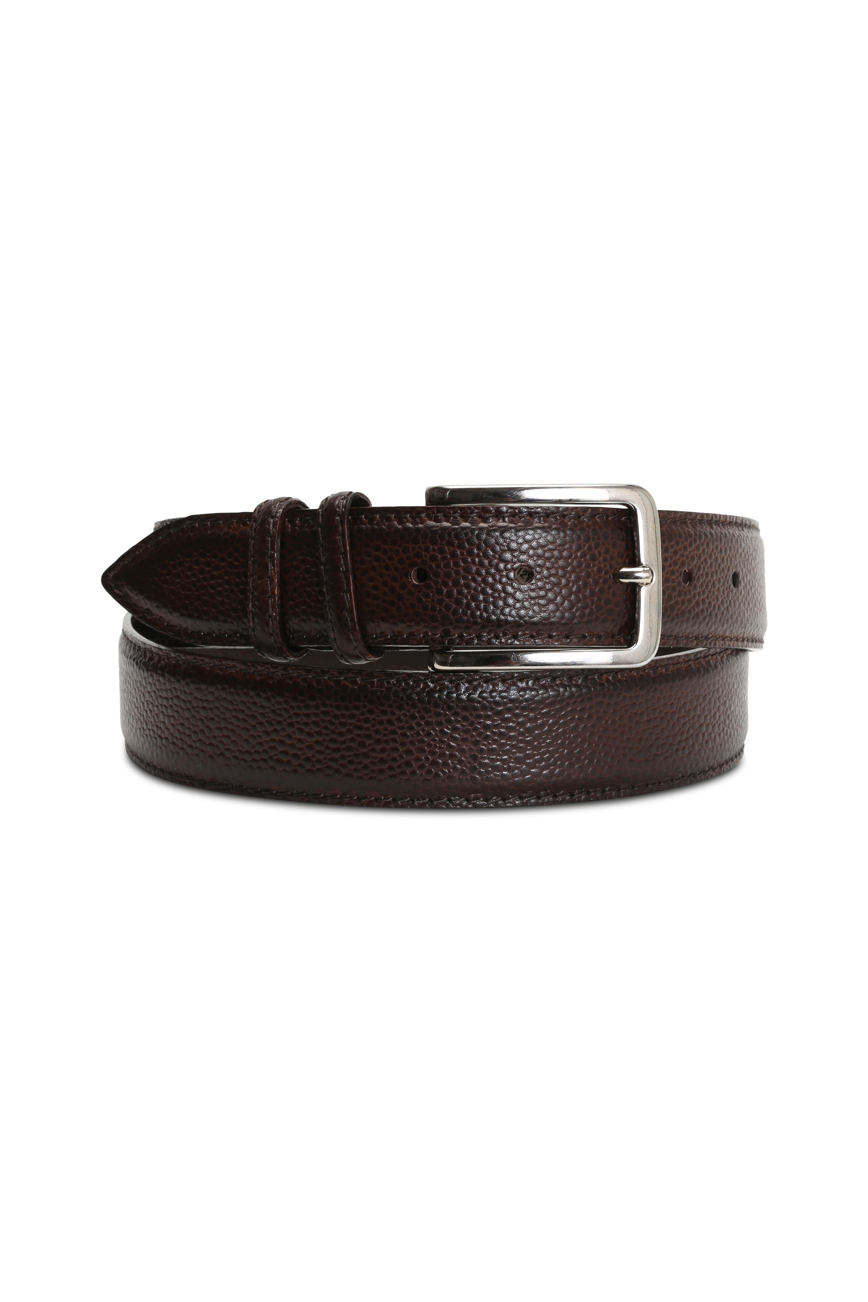 Kiton Belt Brown Grain Leather K Buckle - Men Belt 100/ 40