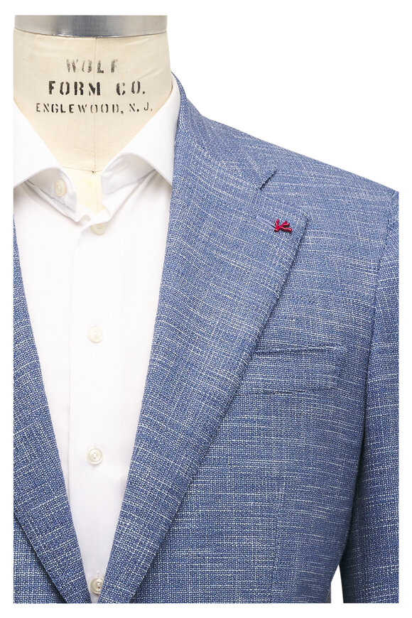 Isaia Ice Blue Textured Sportcoat