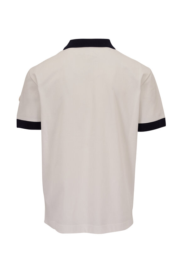 Moncler - White & Navy Trim Cotton Polo