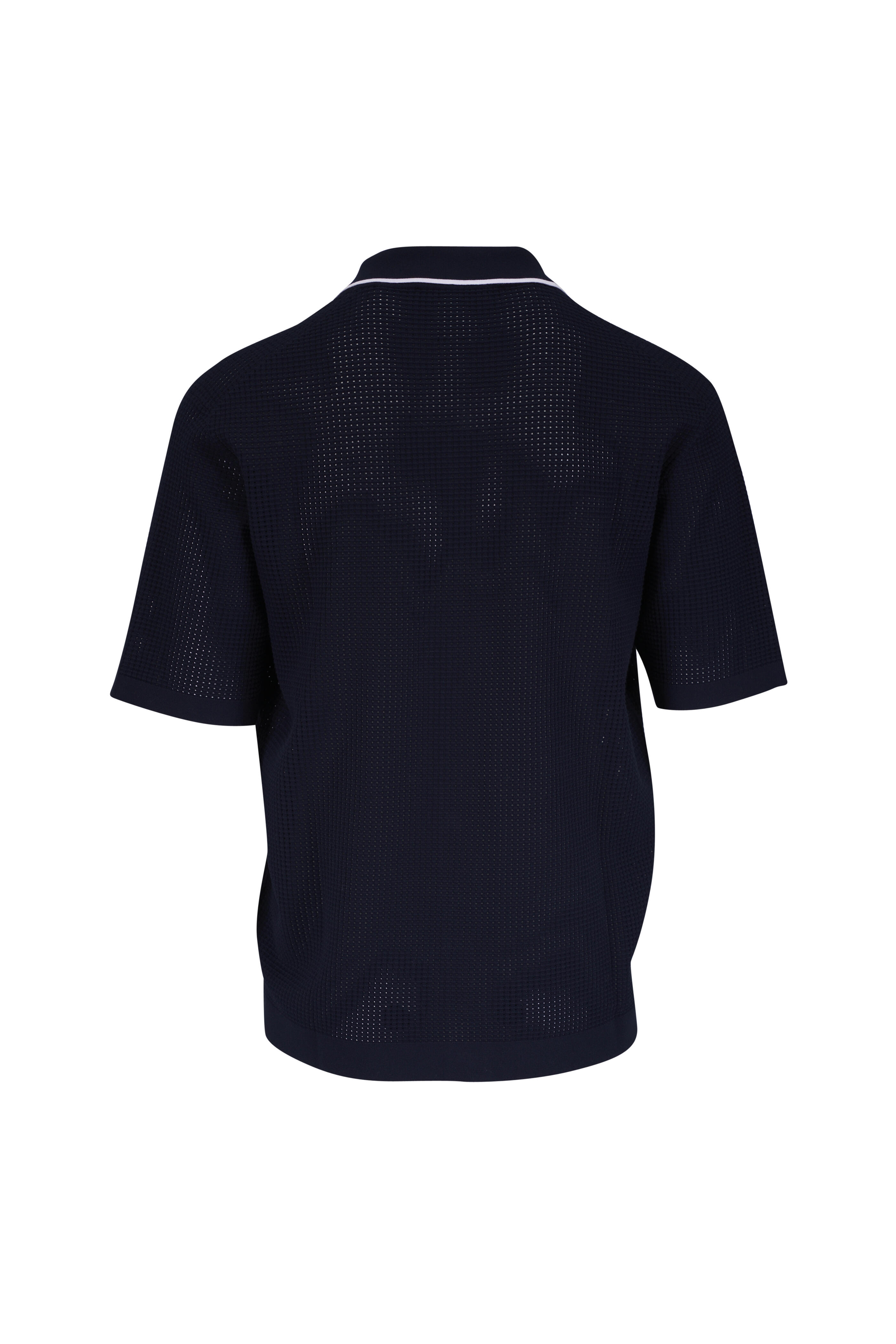 Orlebar Brown - Roddy Night Iris & White Trim Knit Button Up