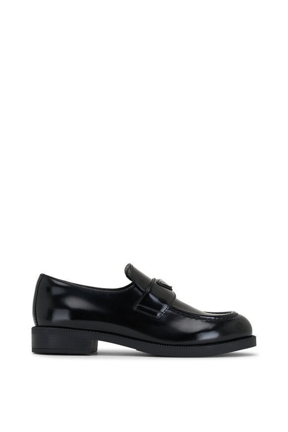 Prada - Spazzolato Black Leather Platform Loafer, 25mm