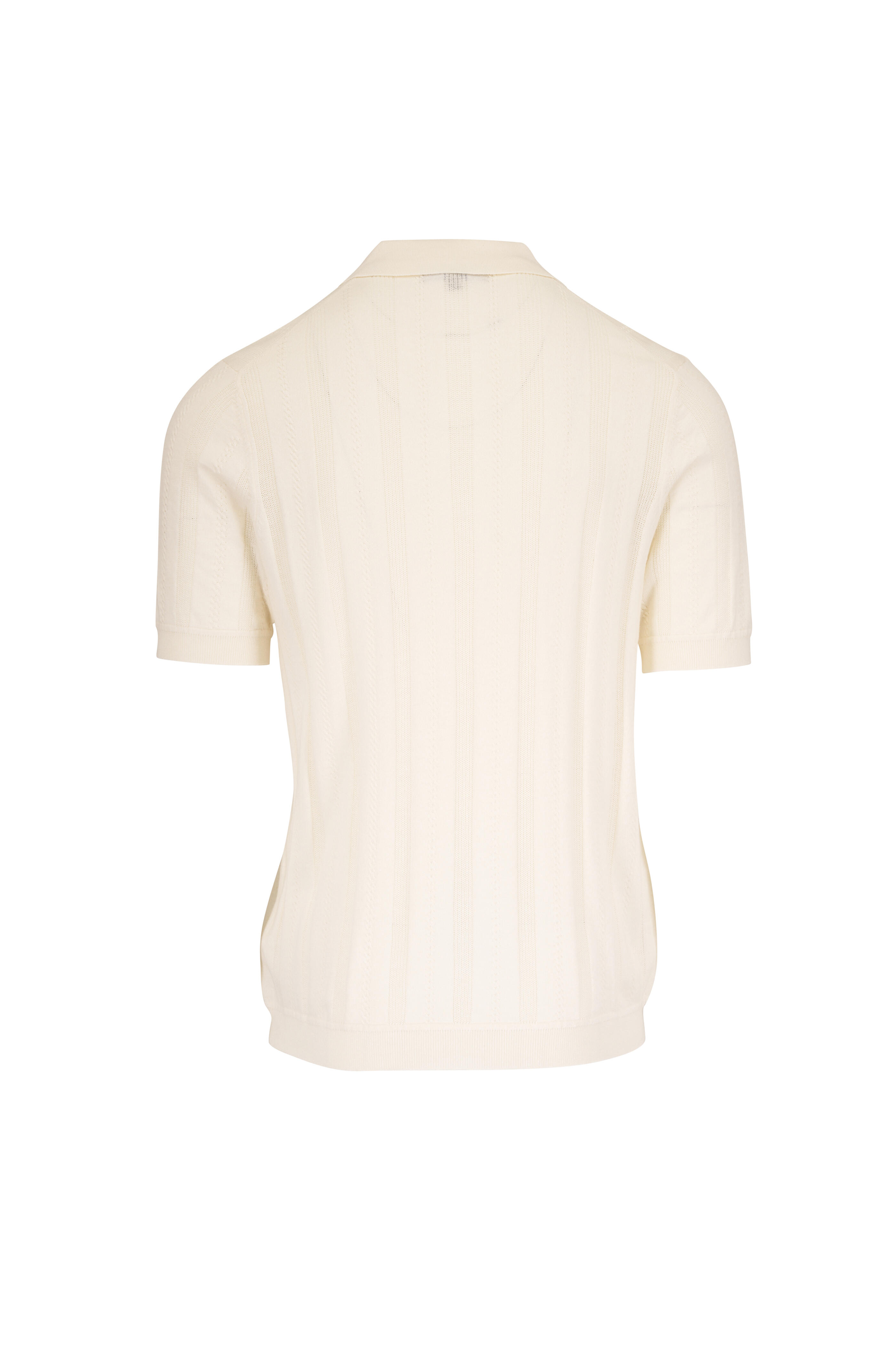 Patrick Assaraf - Off White Textured Knit Polo