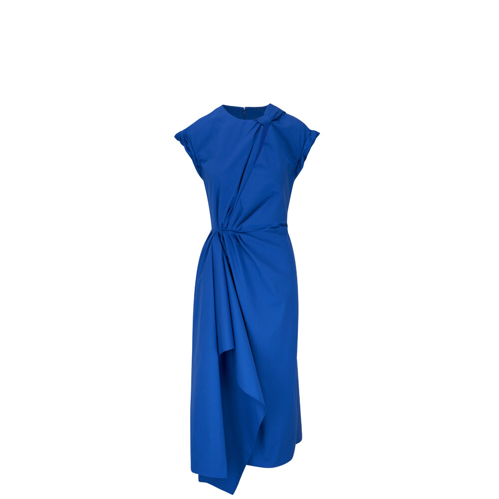 Alexander McQueen - Ultramarine Knotted Poplin Midi Dress
