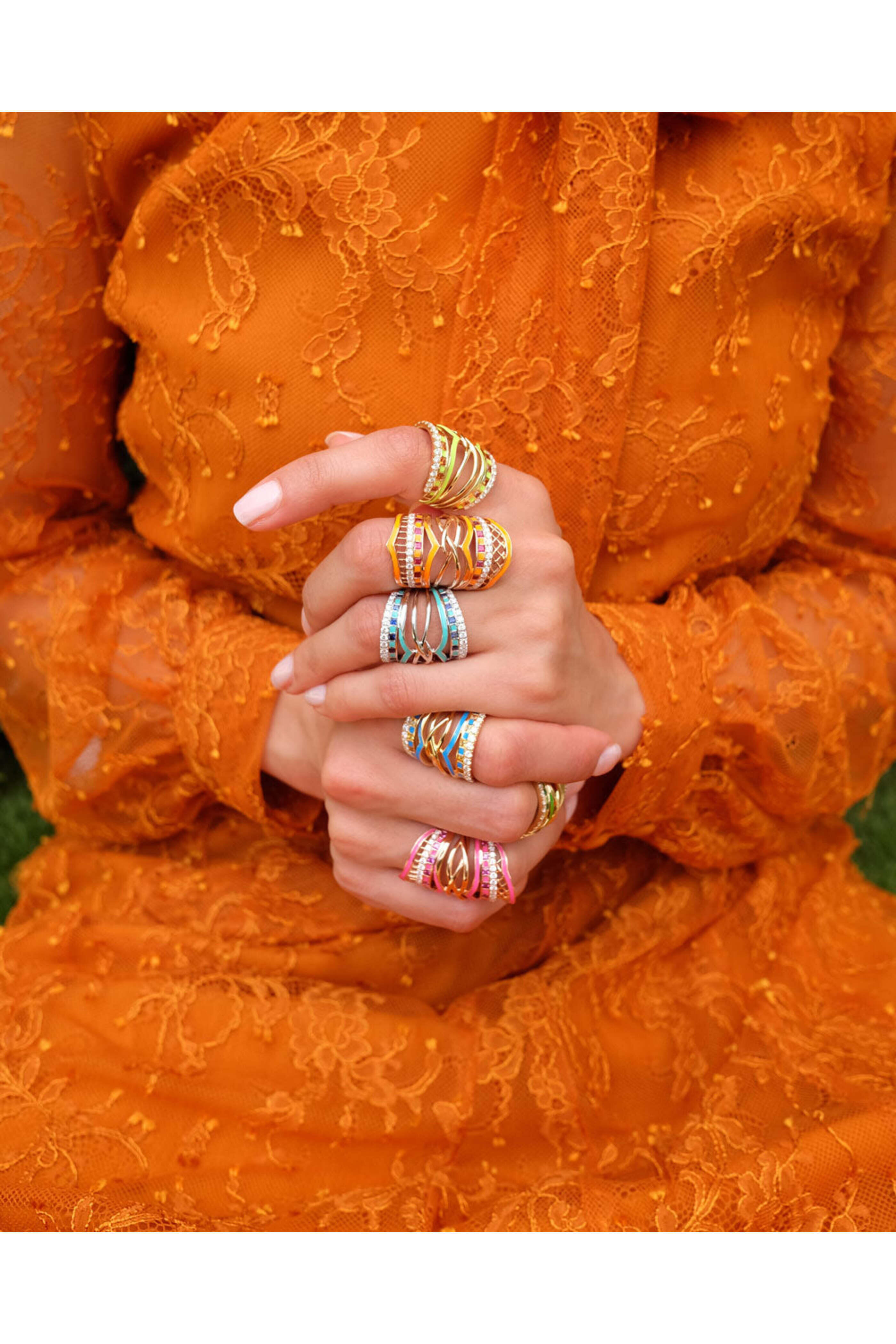 Sarah Ho London - Suki Neon Yellow Ring