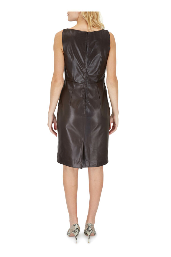 Adam Lippes - Dark Brown Leather Sleeveless Sheath Dress