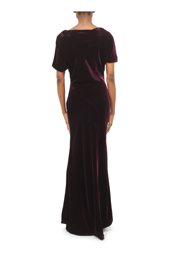 Kiton Velvet Bordeaux Cowl Neck Gown - view 4