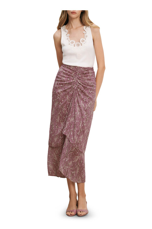 Veronica Beard Sira Orchid Floral Midi Skirt - view 2