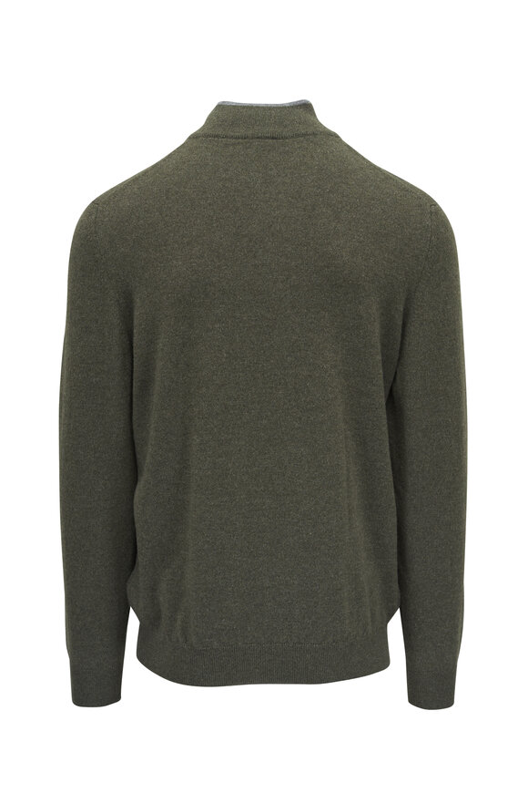 Fedeli - Olive Green Cashmere Quarter Zip Pullover