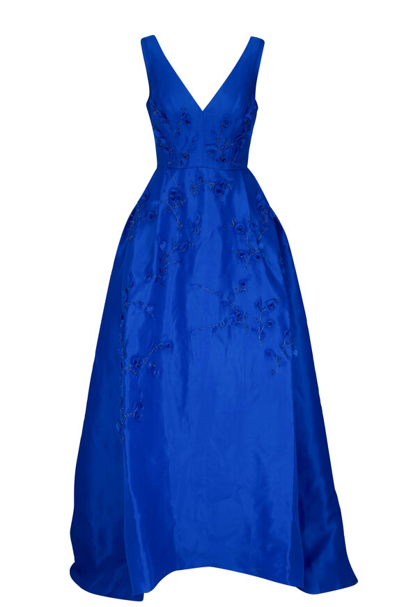 Carolina Herrera - Embroidered Royal Blue Gown 