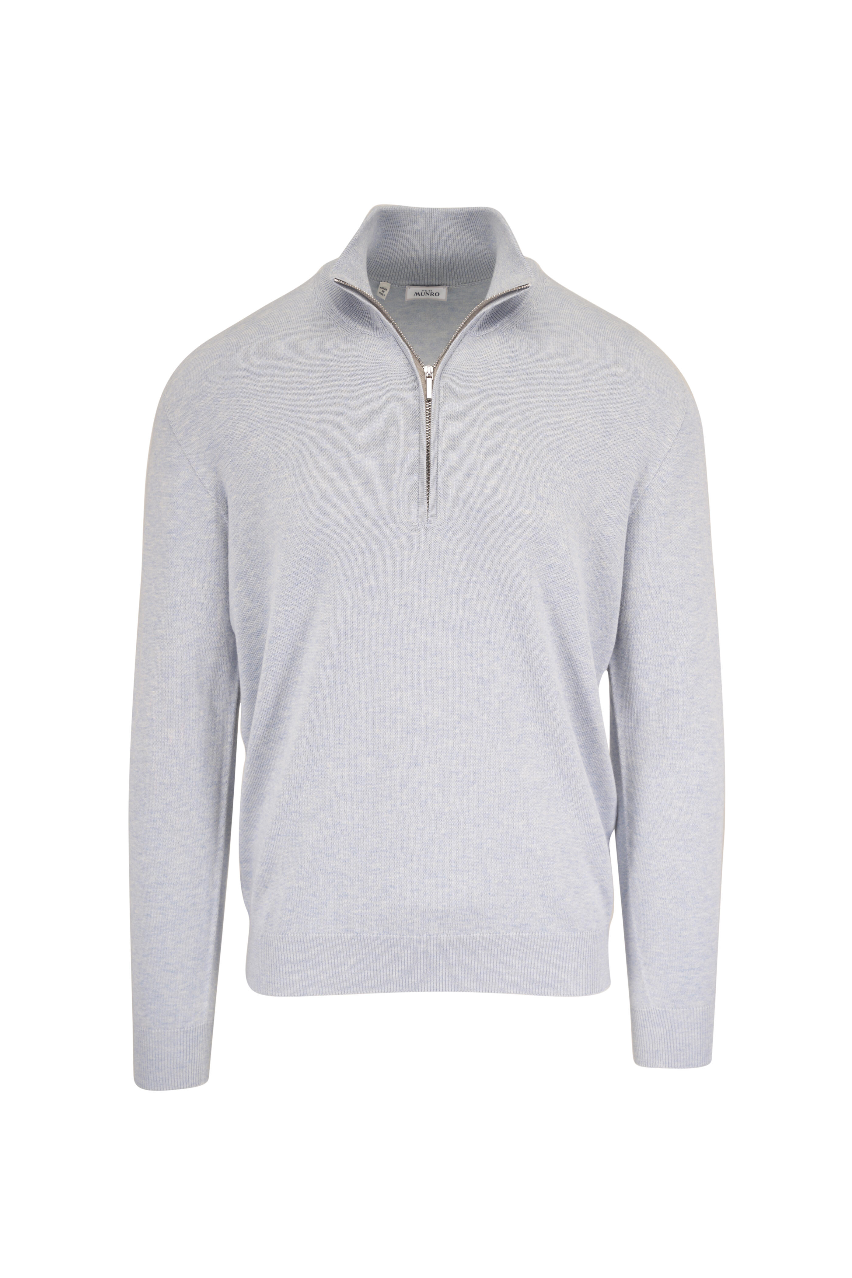 Atelier Munro - Blue Mélange Quarter Zip Pullover - view 1